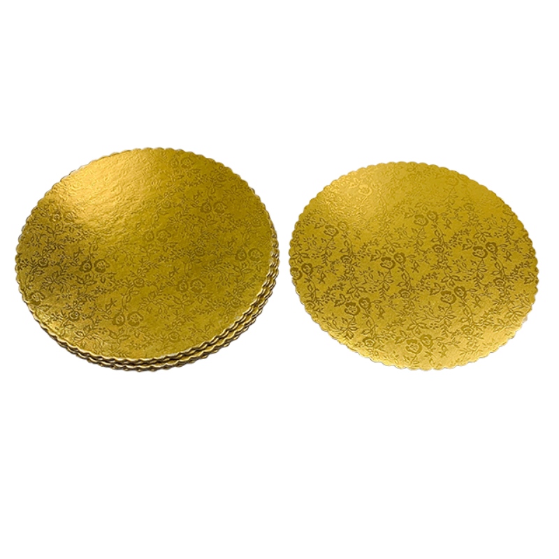 EsES pizarra de torta de oro redonda visible para la presentación de pasteles