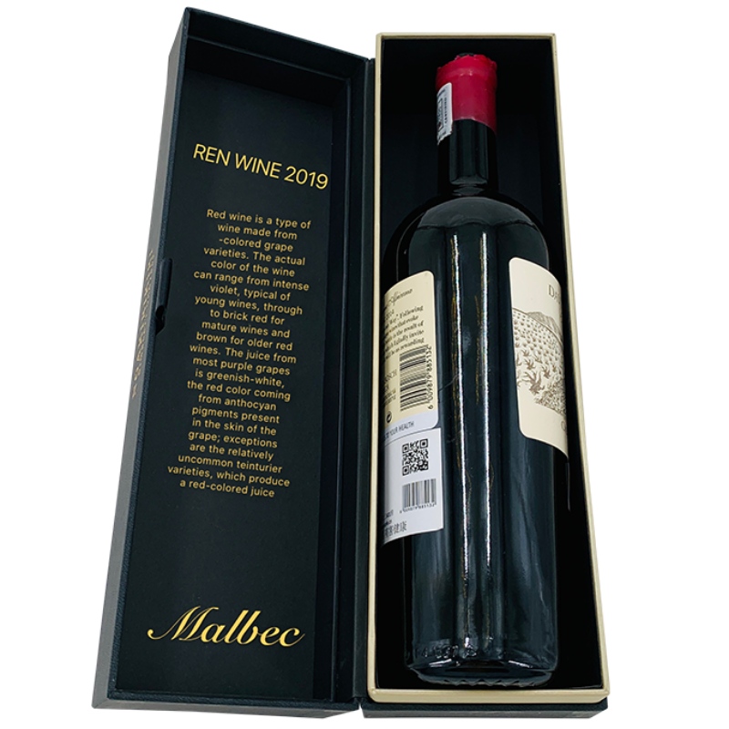 Caja de embalaje de vino personalizada de lujo con EVA negro en el interior