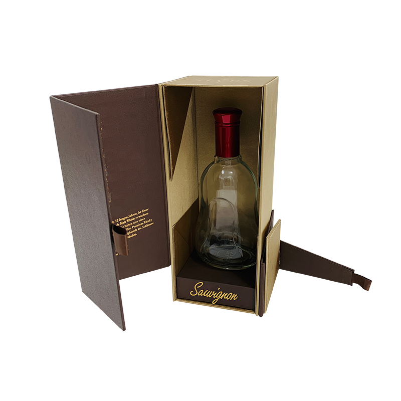 Caja de regalo con cierre magnético plegable marrón para whisky